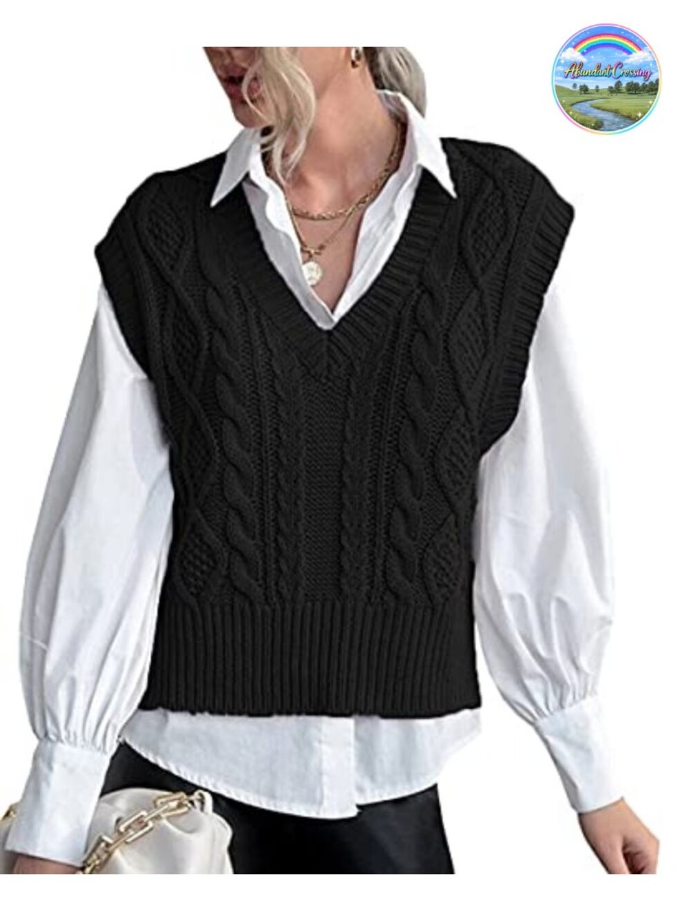 Sweater Vest V Neck Sleeveless Knit Ribbed Preppy Pullover Top